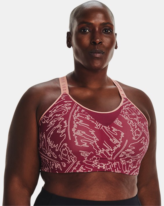 Women's UA Infinity High Printed Sports Bra in Pink image number 0